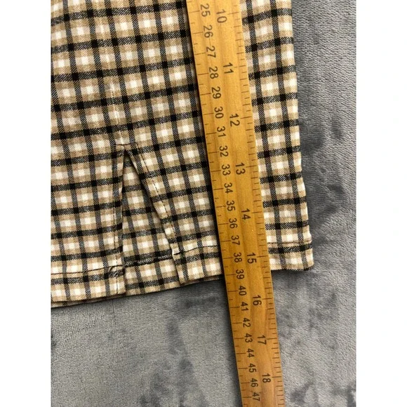 Garage Plaid Mini Skirt Womens Small Brown Tan Checkered Bodycon Front Slit 90s - Picture 3 of 7